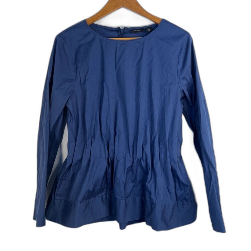 Halogen Scrunch Elastic Waist Peplum Dressy Statement Blouse Size MD Back Zip